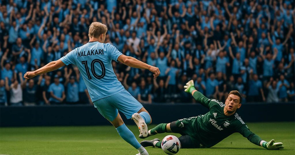 Onni Valakari scores the opening goal for San Diego FC during the first-half surge.