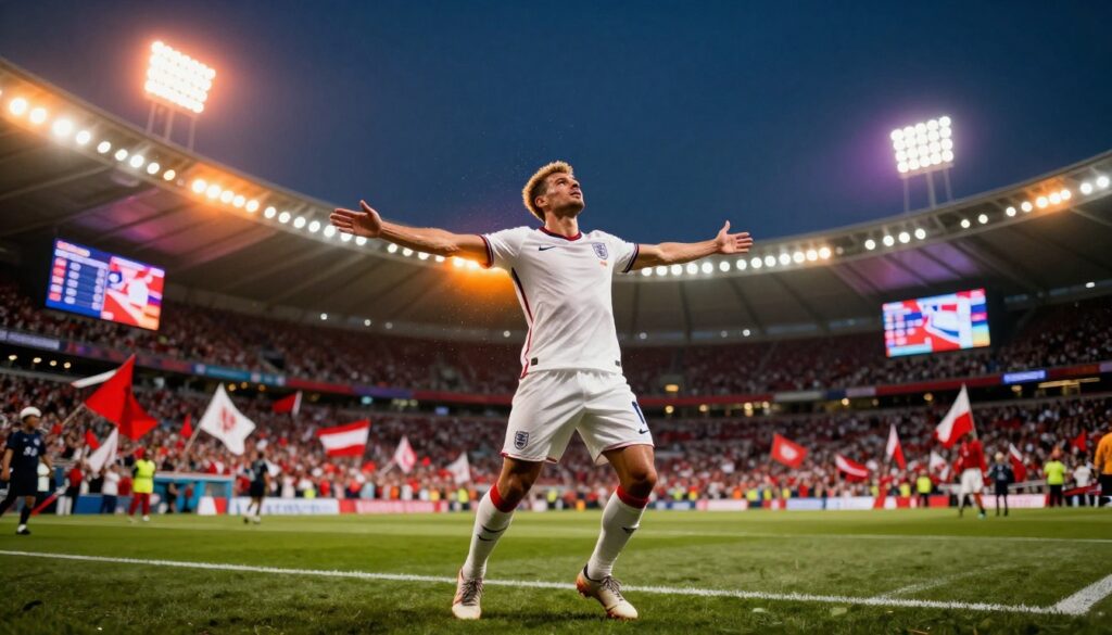 Jude Bellingham celebrates during England's exciting 4-2 win over Croatia in the World Cup