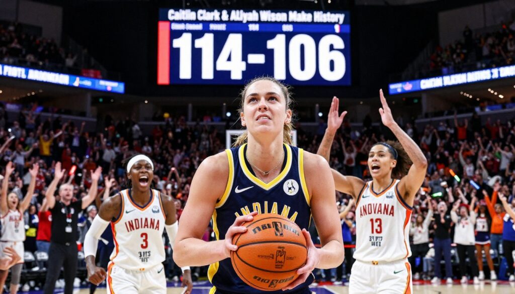 Caitlin Clark records 32 points and 10 assists while Aliyah Boston posts 34 points and 12 rebounds in a historic Indiana Fever victory