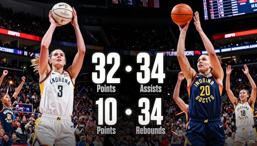 Caitlin Clark and Aliyah Boston become the first WNBA teammates to achieve 30-point double-doubles in the same game