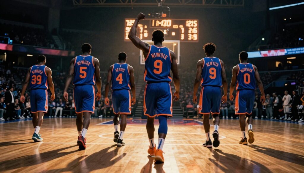 Knicks Finals ratings 2026 historic championship celebration at Madison Square Garden with fans cheering and confetti falling