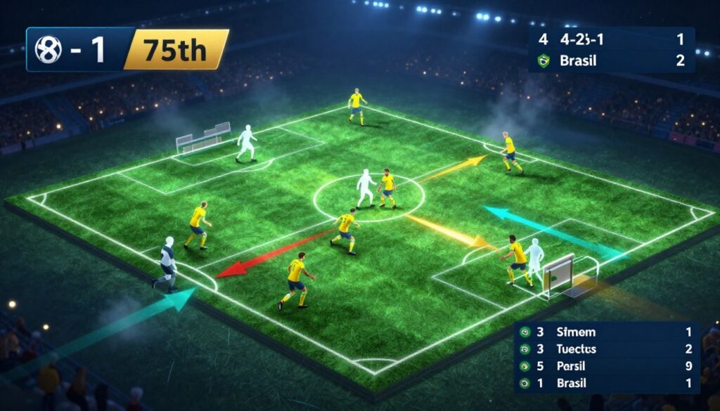 Scotland football team defending against Brazil during crucial World Cup knockout qualification match