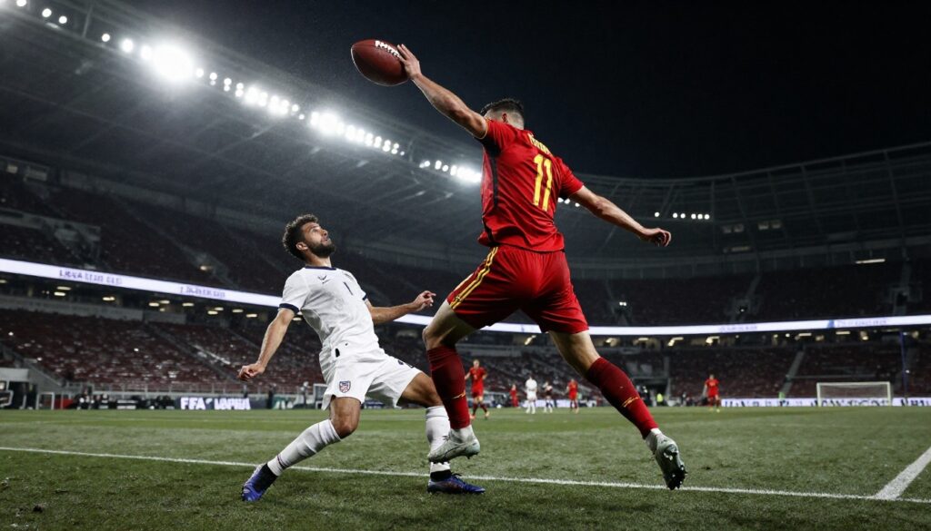 Belgium vs USA as Belgium players celebrate a dominant 4-1 FIFA World Cup knockout victory over the United States.