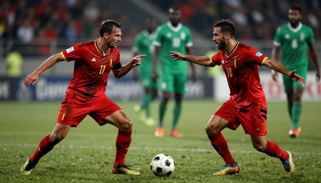 Belgium vs Senegal comeback final penalty goal moment with Tielemans scoring in extra time under stadium spotlight